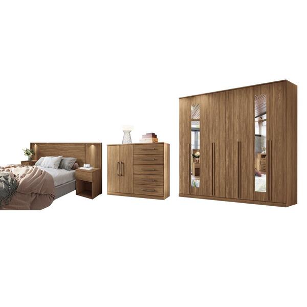 Jogo Quarto De Casal Completo Com Espelho Piemonte Jatobá