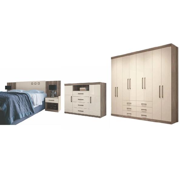 Jogo Quarto De Casal Completo Jade Castanha Off White