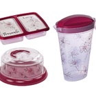 Jogo Queijeira, Porta Frios E Jarra Bordô 3 Peças - Plasútil