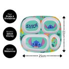 Jogo Refeição Infantil Melamina Stitch Disney 4 Peças Pratos,