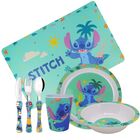 Jogo Refeição Infantil Melamina Stitch Disney 7 Peças Incluso