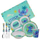 Jogo Refeição Infantil Melamina Stitch Disney 8 Peças Incluso