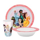 Jogo Refeição Infantil Princesas Disney 3 Peças Prato, Tigela