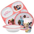 Jogo Refeição Infantil Princesas Disney 4 Peças Bandeja Divis
