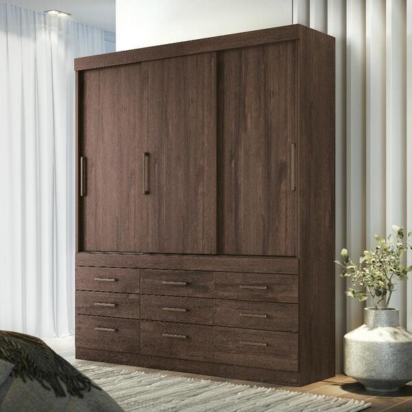 Jogo Roupeiro 3 Portas E Cabeceira Casal Greece