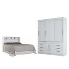 Jogo Roupeiro 3 Portas E Cabeceira Casal Greece Branco