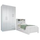 Jogo Roupeiro 4 Portas E Cama Com Gavetas Jenifer Branco