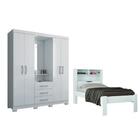 Jogo Roupeiro 4 Portas E Cama Solteiro Sumter Branco