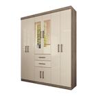 Jogo Roupeiro Com Espelho E Cabeceira Casal Pasadena Castanha