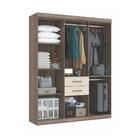 Jogo Roupeiro Com Espelho E Cabeceira Casal Pasadena Castanha