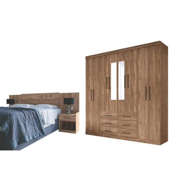 Jogo Roupeiro Com Espelho E Cabeceira Florida Atacama