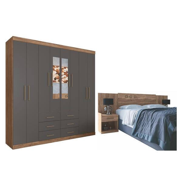 Jogo Roupeiro Com Espelho E Cabeceira Florida Atacama