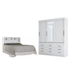 Jogo Roupeiro Com Espelho E Cabeceira Greece Branco