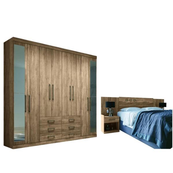 Jogo Roupeiro Com Espelho E Cabeceira Jade Atacama