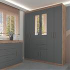 Jogo Roupeiro Com Espelho E Cômoda Pasadena Atacama Grafite