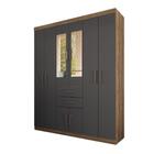 Jogo Roupeiro Com Espelho E Cômoda Pasadena Atacama Grafite