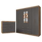 Jogo Roupeiro Com Espelho E Cômoda Sapateira Florida Atacama