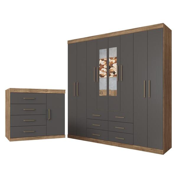 Jogo Roupeiro Com Espelho E Cômoda Sapateira Florida Atacama