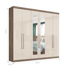 Jogo Roupeiro Com Espelho E Gaveteiro Moli Castanha Off-white