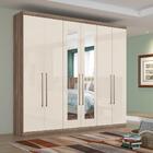 Jogo Roupeiro Com Espelho E Gaveteiro Moli Castanha Off-white