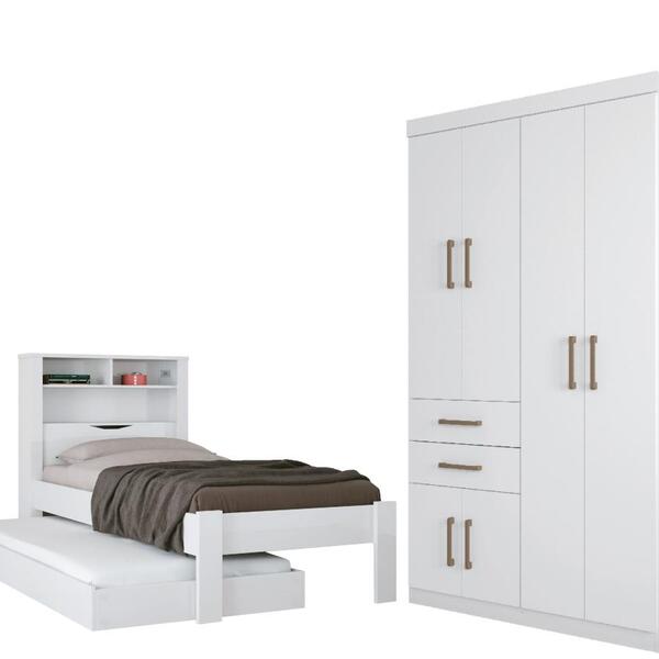 Jogo Roupeiro E Bicama Solteiro Baltimore Branco