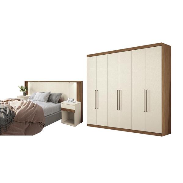 Jogo Roupeiro E Cabeceira Bum Jatobá Areia