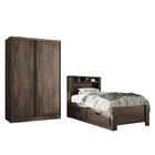 Jogo Roupeiro E Cama Com Gavetas Orleans