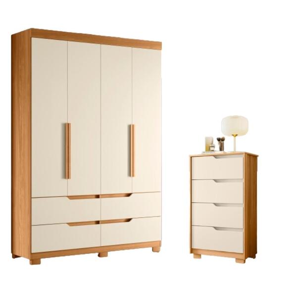 Jogo Roupeiro E Cômoda Acapulco Carvalho Grife Off White