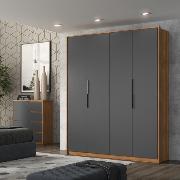 Jogo Roupeiro E Cômoda Aslan Amendola Grafito