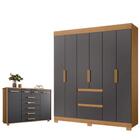 Jogo Roupeiro E Cômoda Bela Nature Titanium