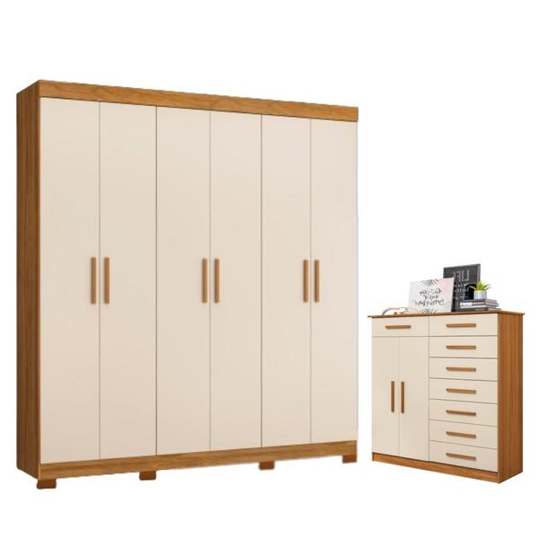 Jogo Roupeiro E Cômoda Puerto Carvalho Grife Off White