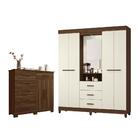 Jogo Roupeiro E Cômoda Samar Cedro Off White