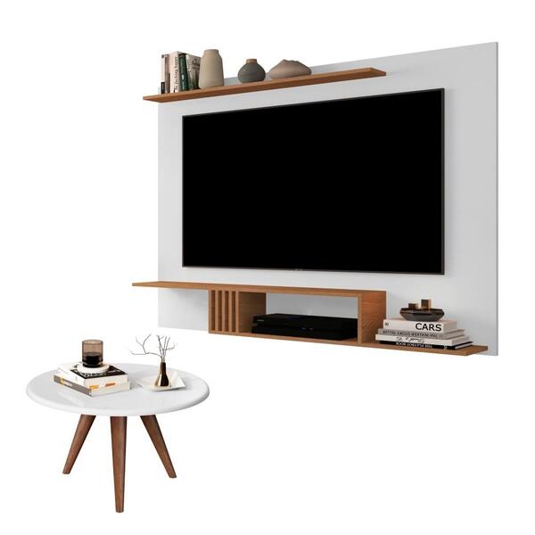 Jogo Sala Painel Para Tv E Mesa De Centro Leny Branco Freijó