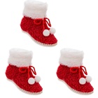 Jogo Sapatinho Natal Pelúcia Vermelho Felpudo 10cm 3 Unidades