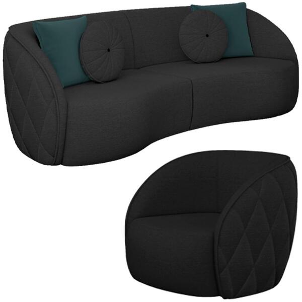Jogo Sofa 240 Cm 3 Lug E Poltrona 1 Lug Passion Linho Moll