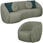 Jogo Sofa 288 Cm 4 Lug E Poltrona 1 Lug Passion Linho Moll