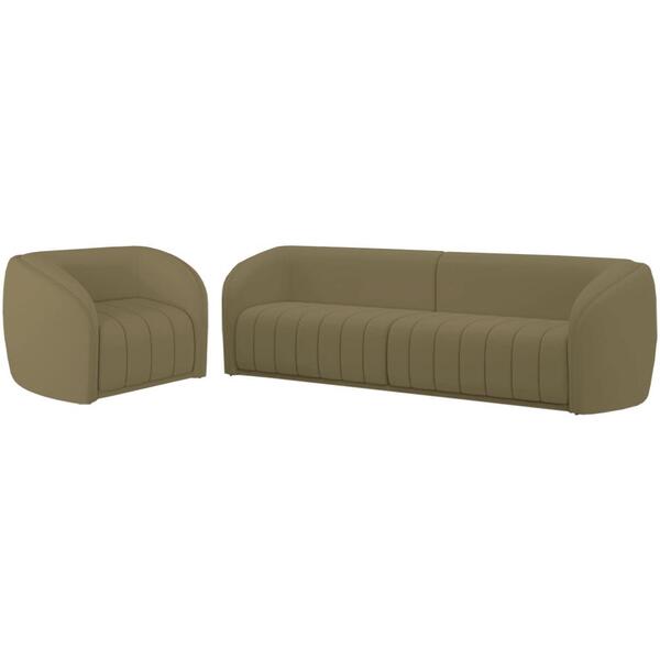 Jogo Sofa 332 Cm 4 Lug E Poltrona 1 Lug Memphis Veludo Moll