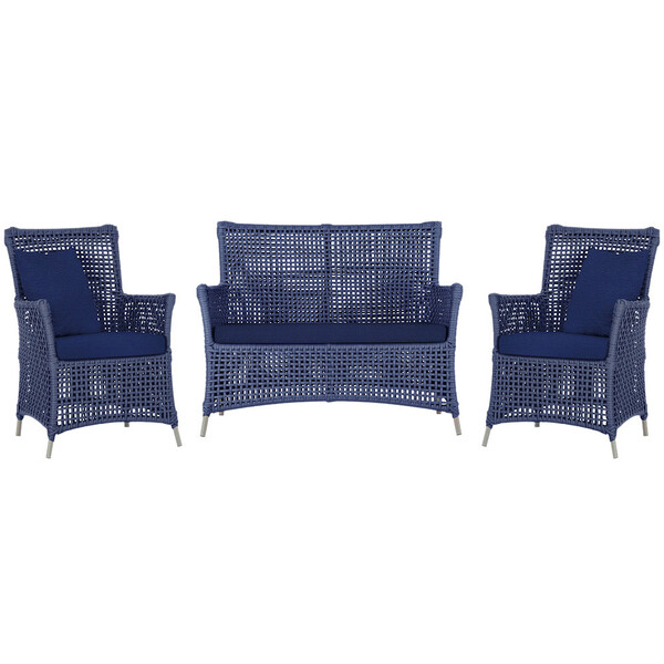 Jogo Sofá E 2 Poltronas De Área Igapó Alumínio Pintura Fendi