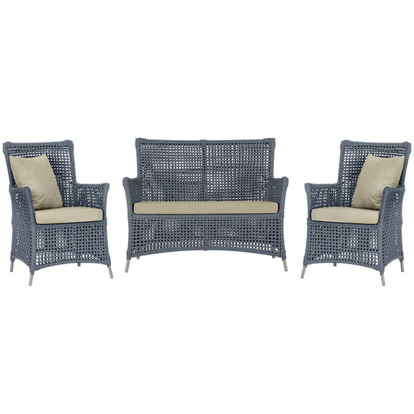 Jogo Sofá E 2 Poltronas De Área Igapó Alumínio Pintura Fendi