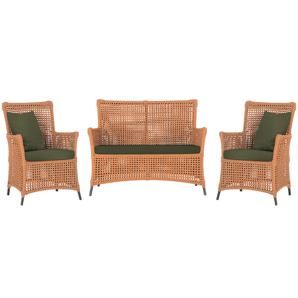 Jogo Sofá E 2 Poltronas De Área Igapó Alumínio Pintura Marrom