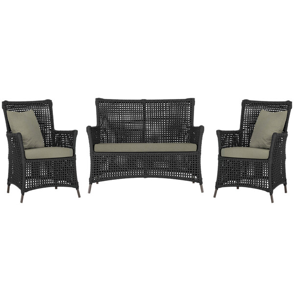 Jogo Sofá E 2 Poltronas De Área Igapó Alumínio Pintura Marrom