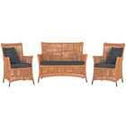 Jogo Sofá E 2 Poltronas De Área Igapó Alumínio Pintura Marrom