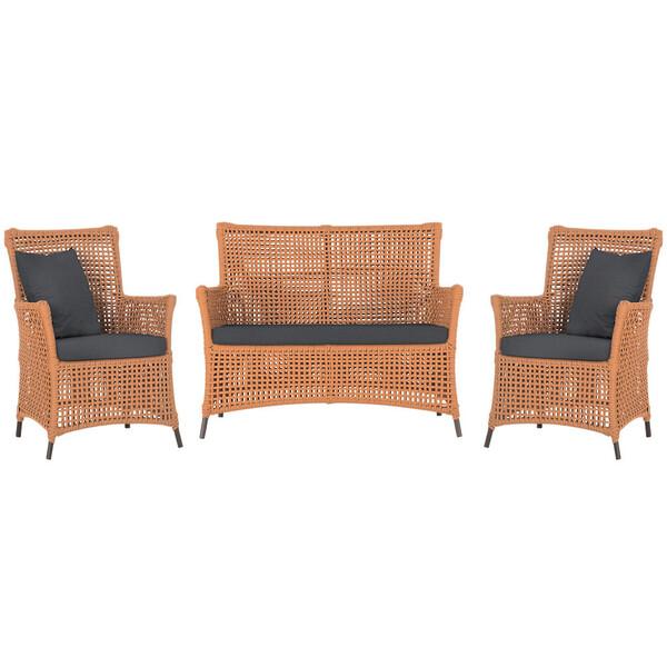 Jogo Sofá E 2 Poltronas De Área Igapó Alumínio Pintura Marrom