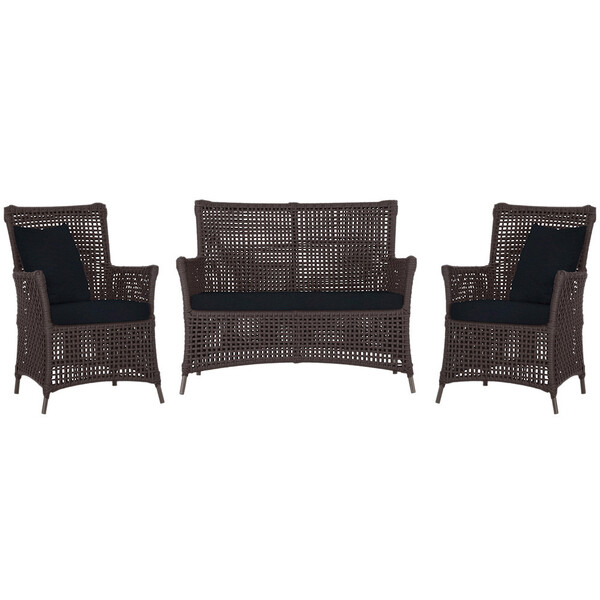 Jogo Sofá E 2 Poltronas De Área Igapó Alumínio Pintura Marrom