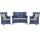 Jogo Sofá E 2 Poltronas De Área Igapó Alumínio Pintura Marrom