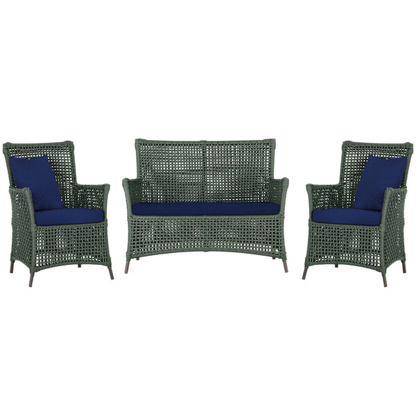 Jogo Sofá E 2 Poltronas De Área Igapó Alumínio Pintura Marrom