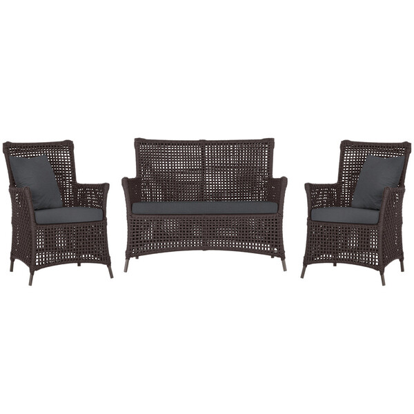 Jogo Sofá E 2 Poltronas De Área Igapó Alumínio Pintura Marrom