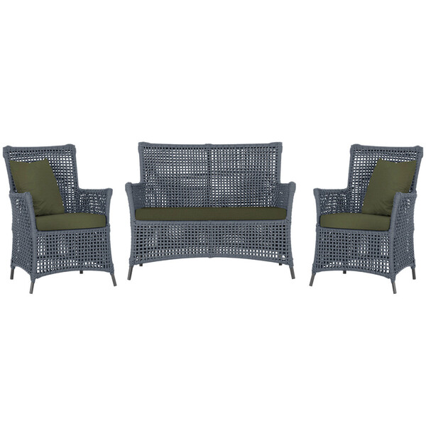 Jogo Sofá E 2 Poltronas De Área Igapó Alumínio Pintura Preta