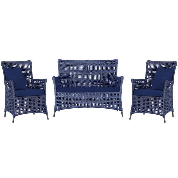 Jogo Sofá E 2 Poltronas De Área Igapó Alumínio Pintura Preta