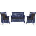 Jogo Sofá E 2 Poltronas De Área Igapó Alumínio Pintura Preta